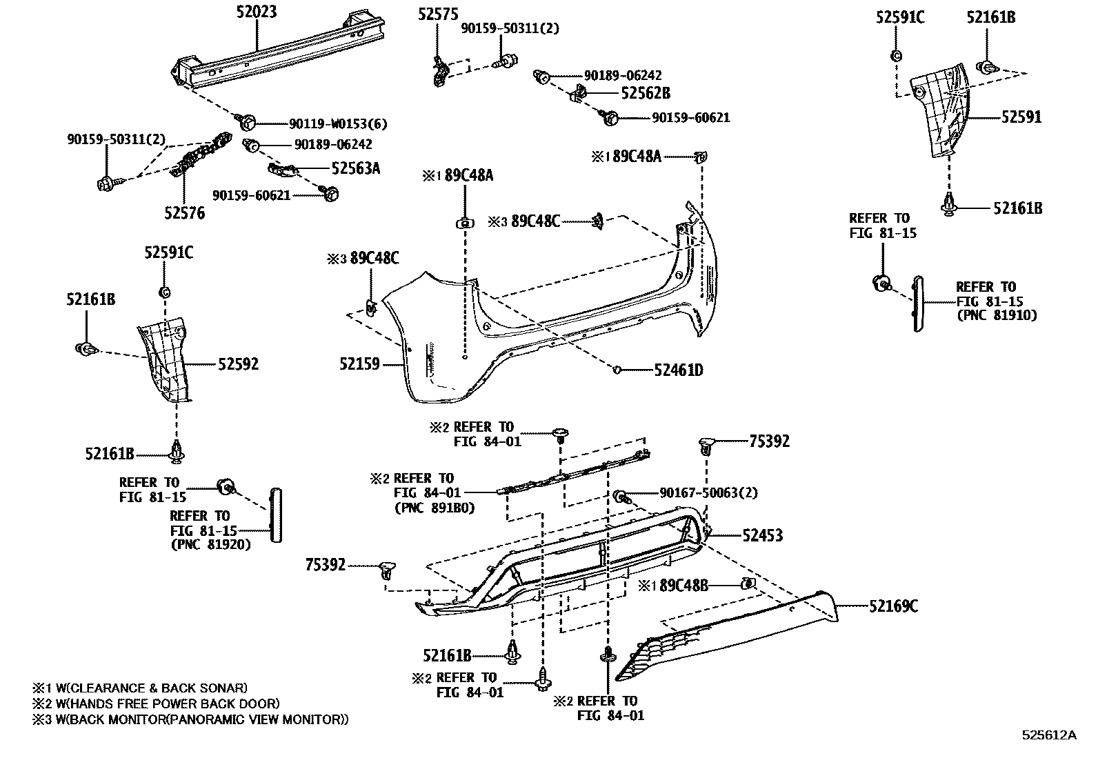 Toyota YARIS 后保险杠及附件 EPC diagram — 525612A