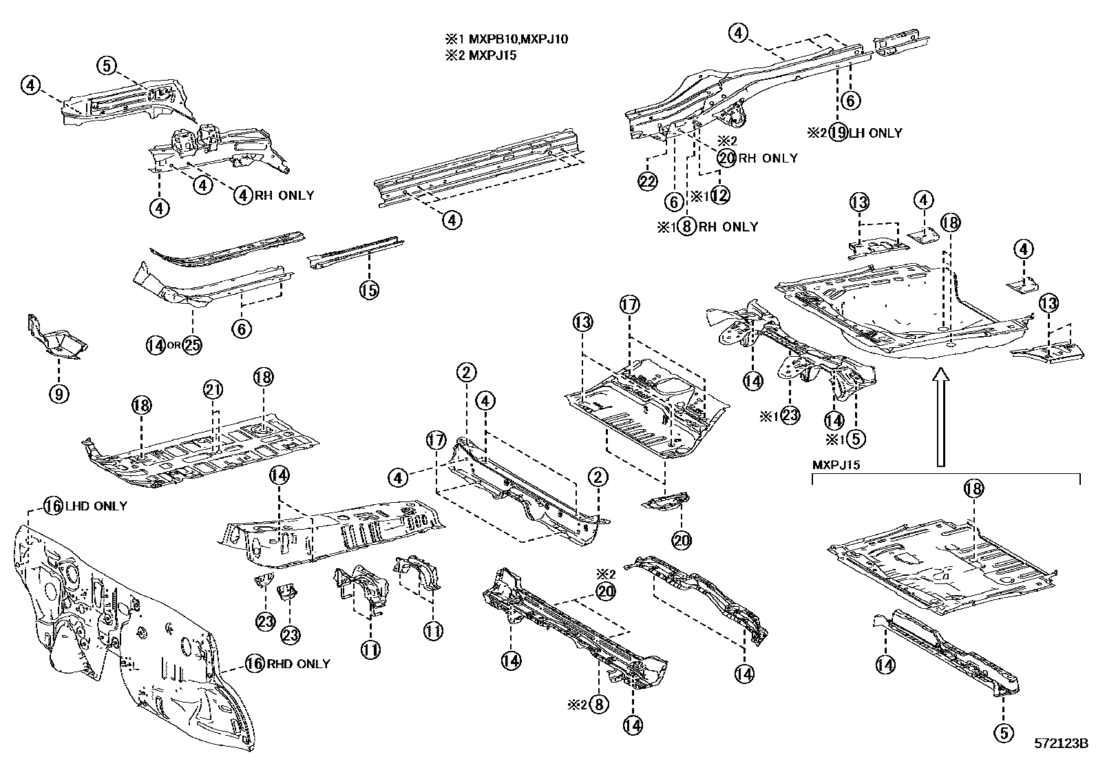 Toyota YARIS hole plug EPC diagram — 572123B