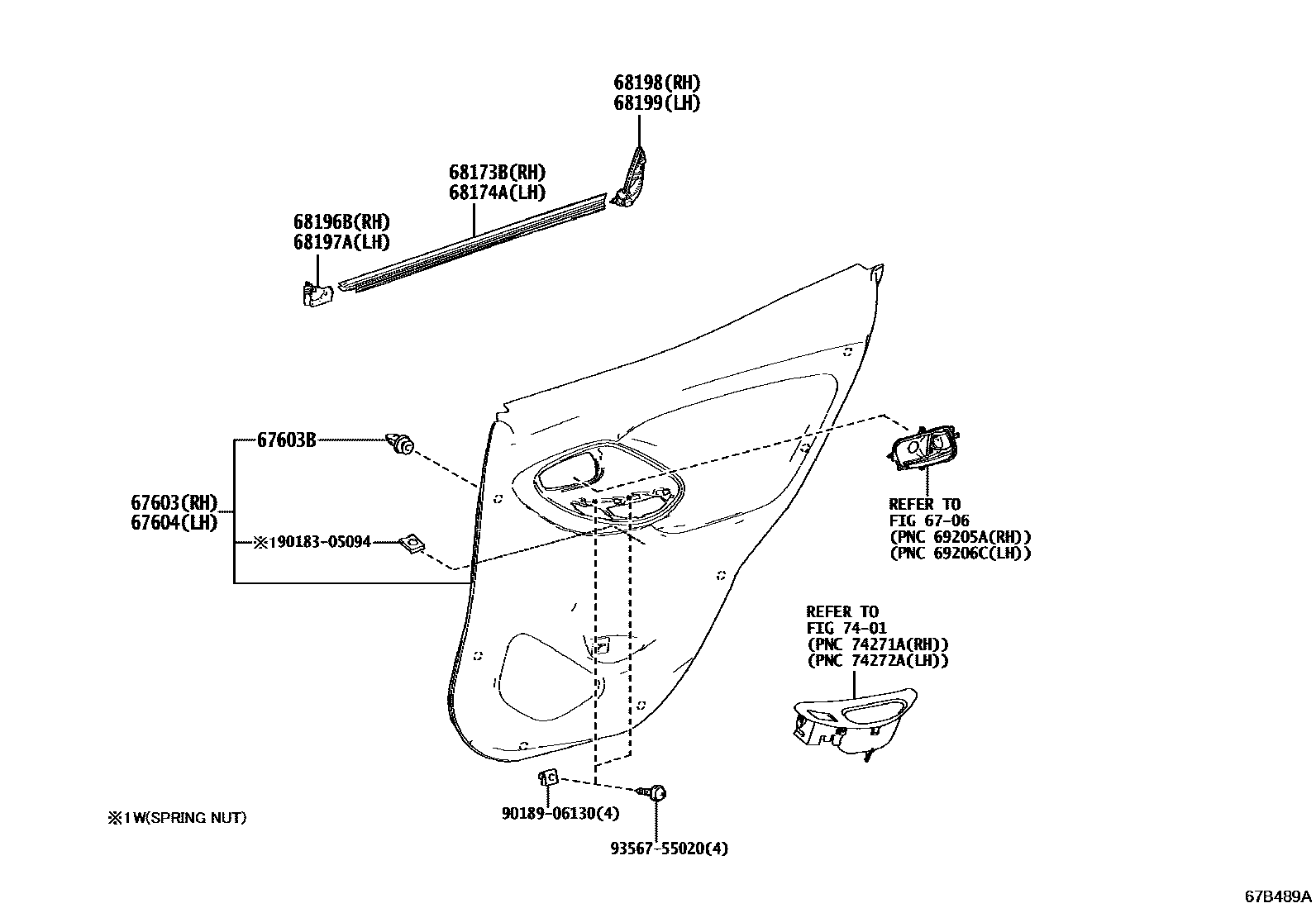 Toyota YARIS 后门板和后门玻璃 EPC diagram — 67B489A