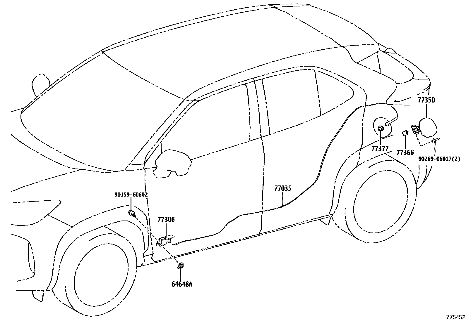 Toyota YARIS 燃油箱和燃油管 EPC diagram — 775452