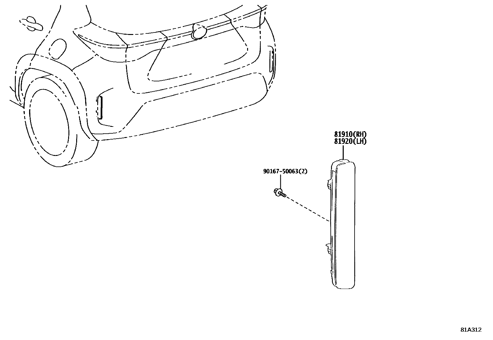 Toyota YARIS reflector EPC diagram — 81A312