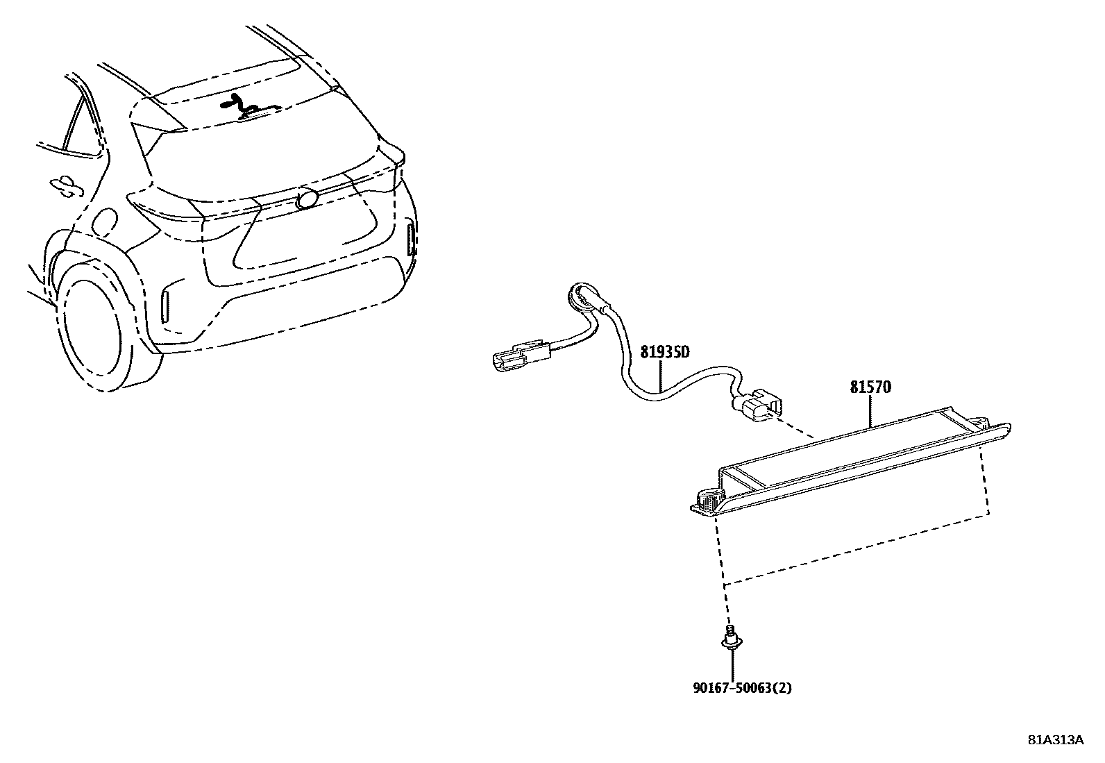 Toyota YARIS 高位刹车灯 EPC diagram — 81A313A