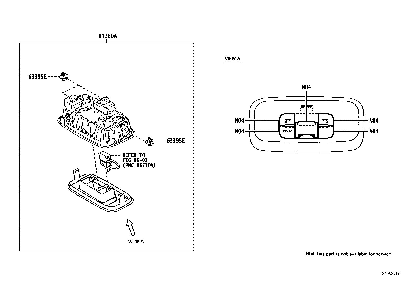 Toyota YARIS 车内灯 EPC diagram — 81B8D7