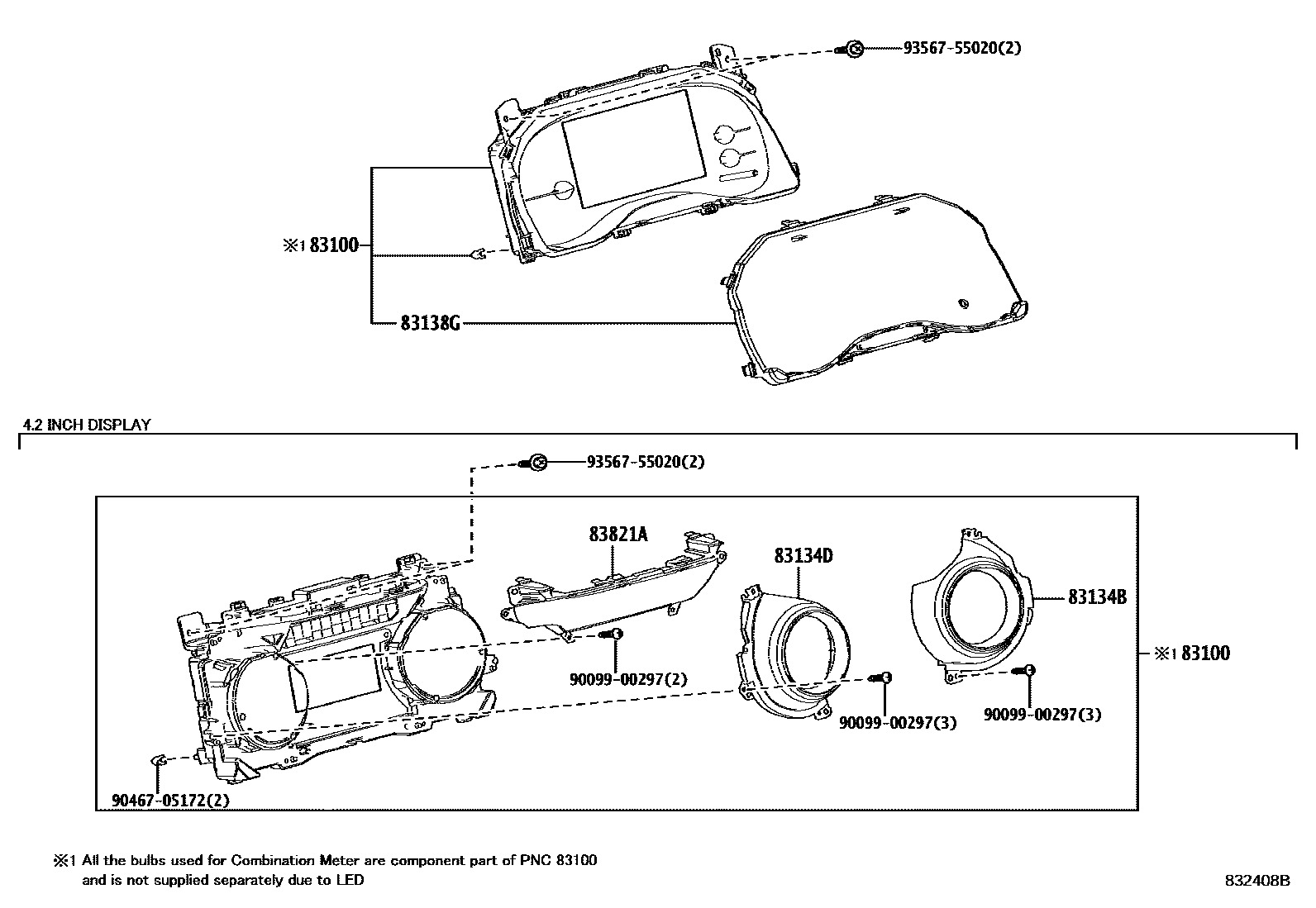 Toyota YARIS 仪表 EPC diagram — 832408B