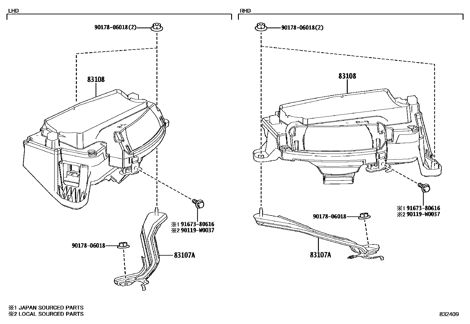Toyota YARIS 仪表 EPC diagram — 832409