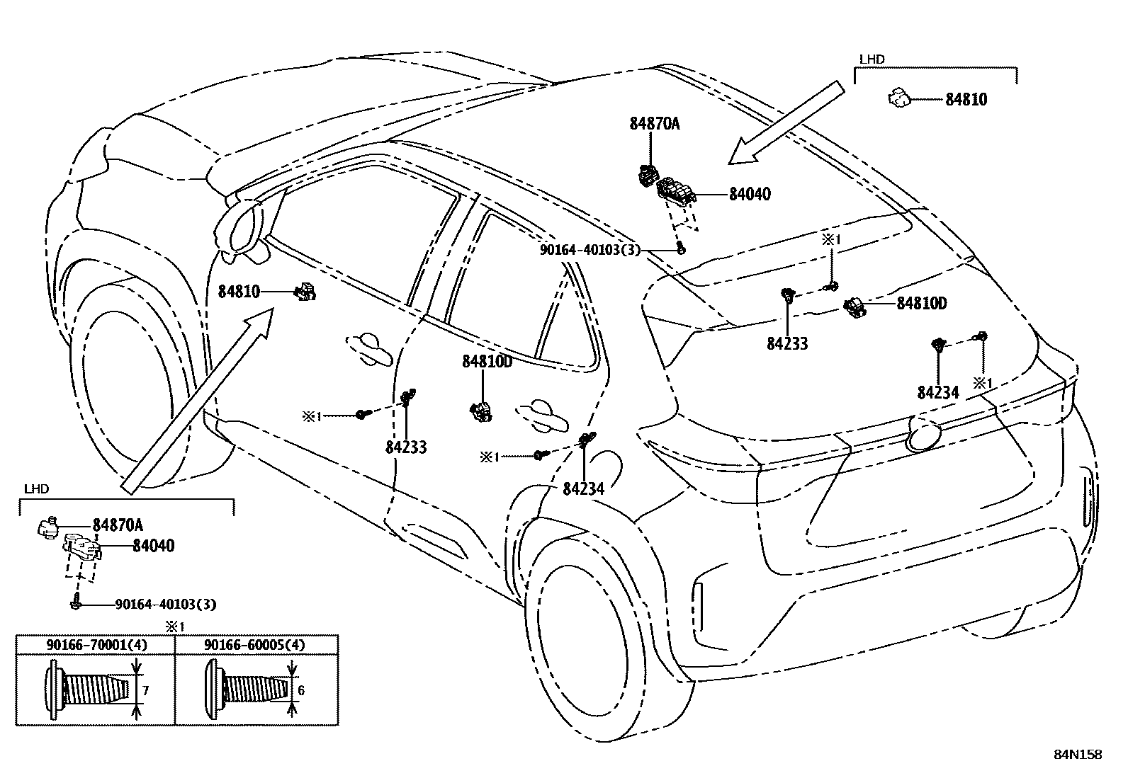 Toyota YARIS 开关和继电器和ECU EPC diagram — 84N158