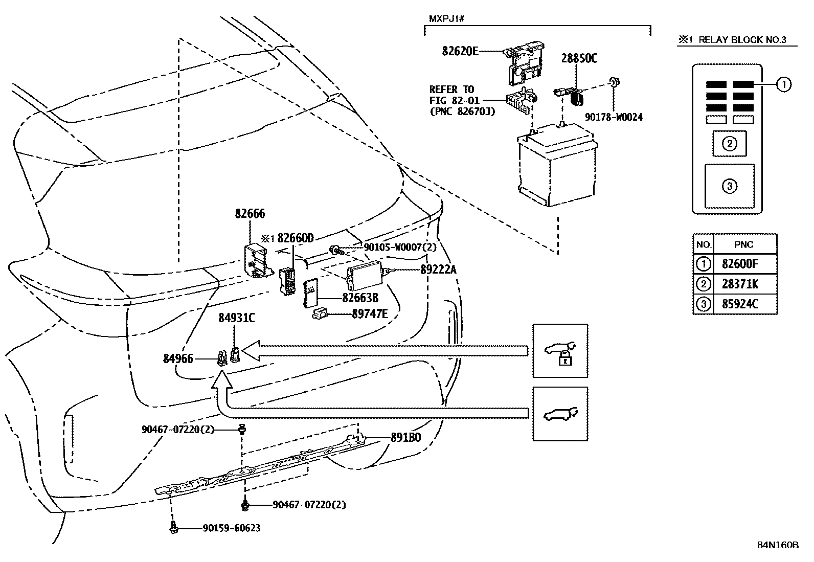 Toyota YARIS 开关和继电器和ECU EPC diagram — 84N160B