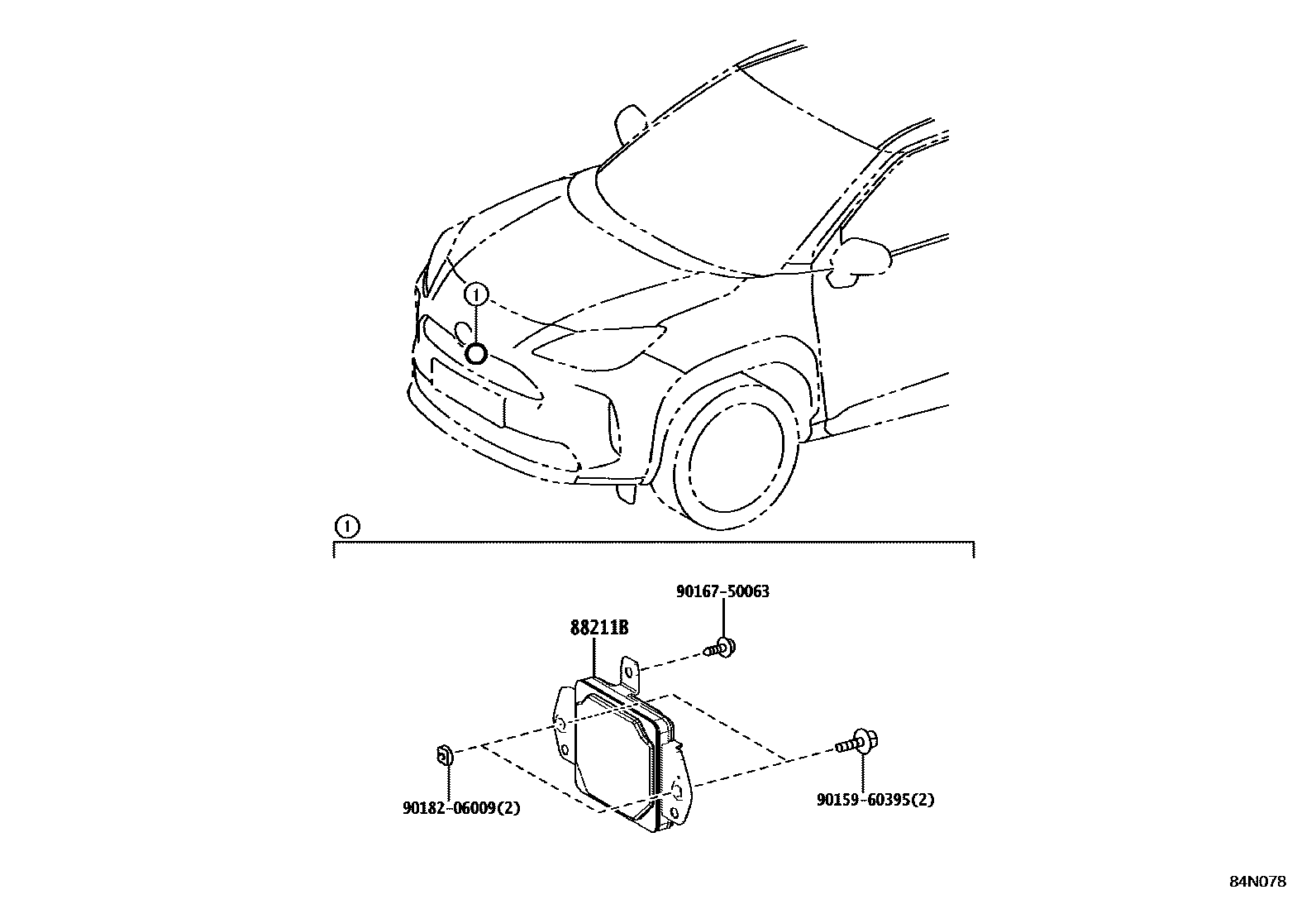 Toyota YARIS 巡航控制(自动行驶) EPC diagram — 84N078