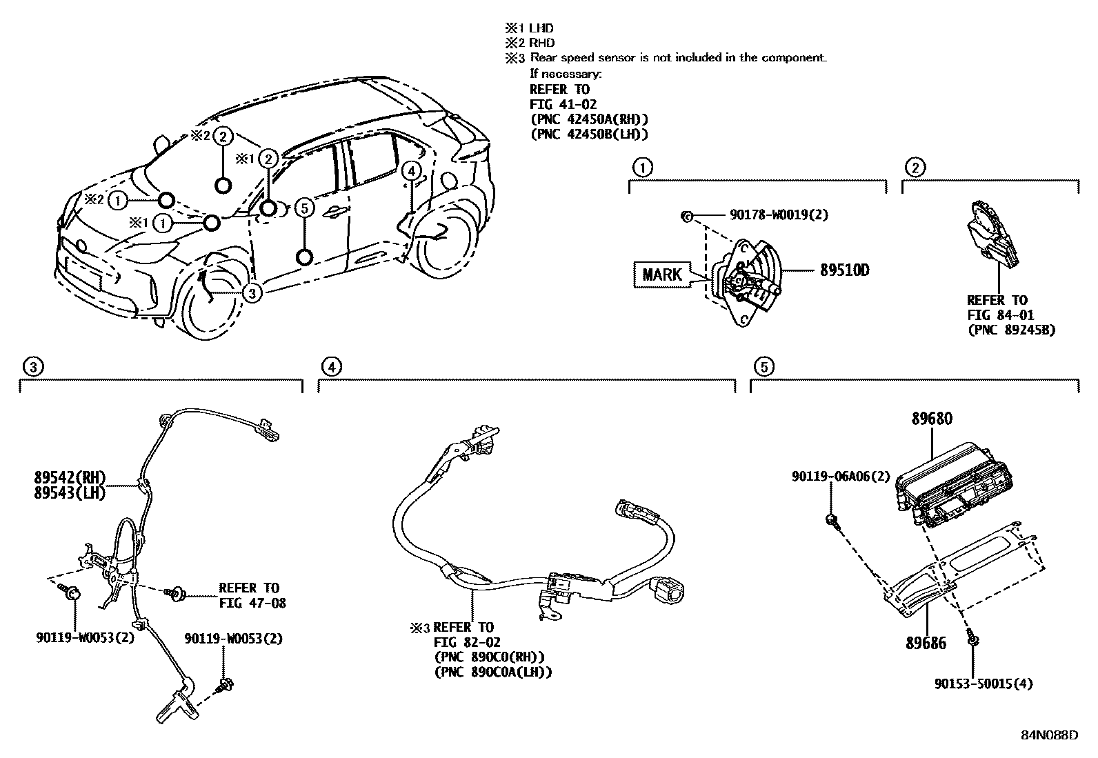 Toyota YARIS ABS 和 VSC EPC diagram — 84N088D