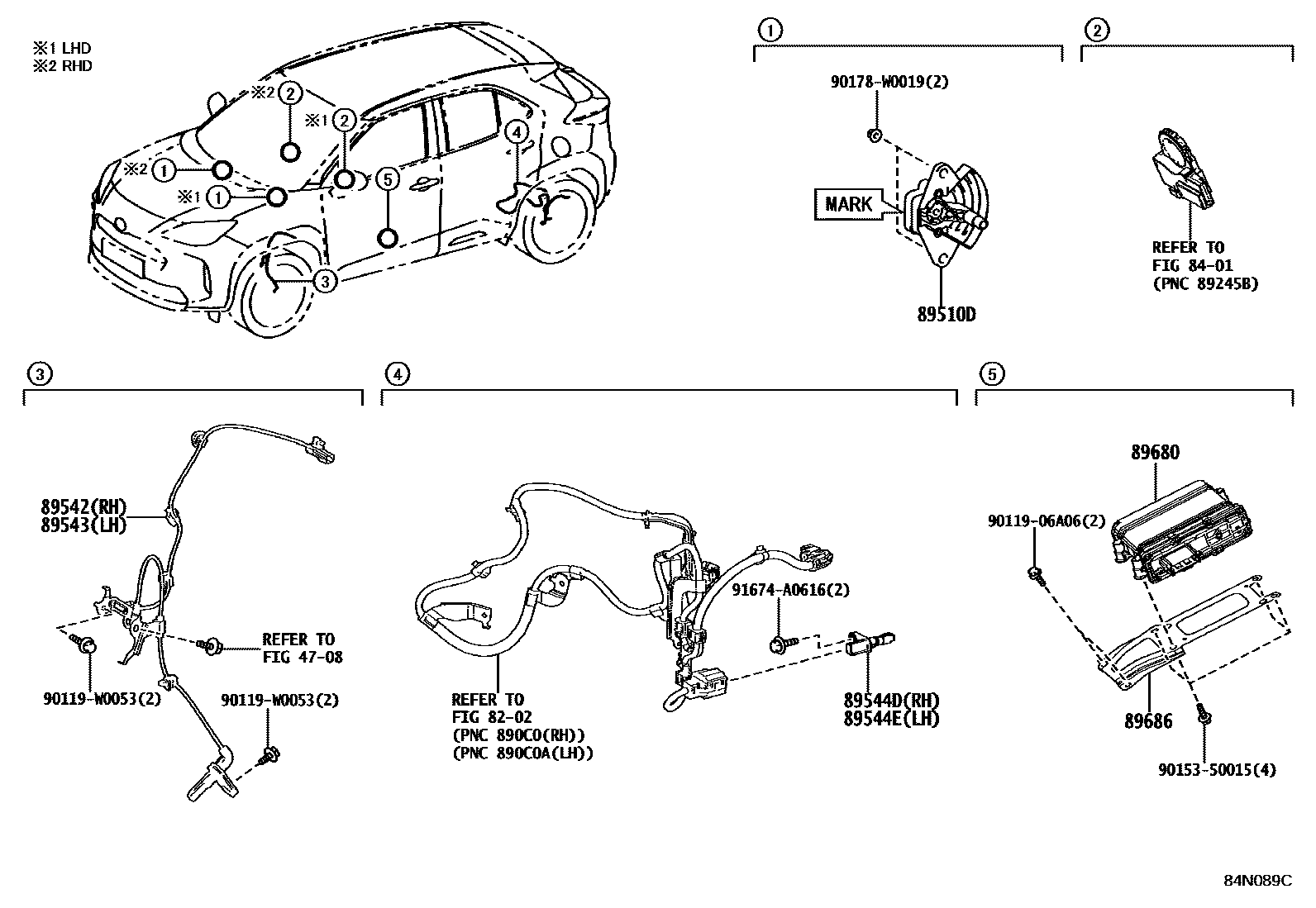 Toyota YARIS ABS 和 VSC EPC diagram — 84N089C