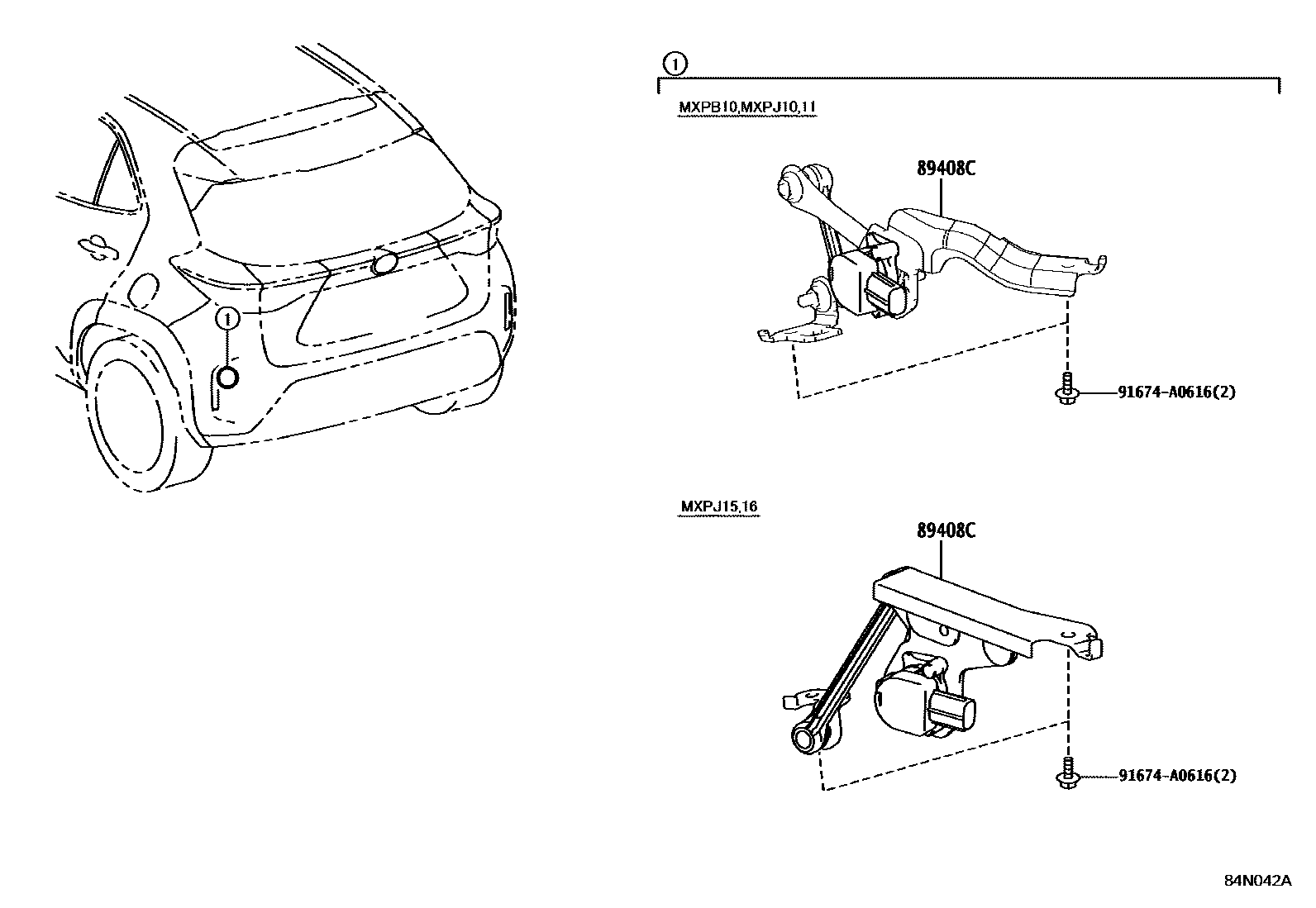 Toyota YARIS 电子高度控制 EPC diagram — 84N042A