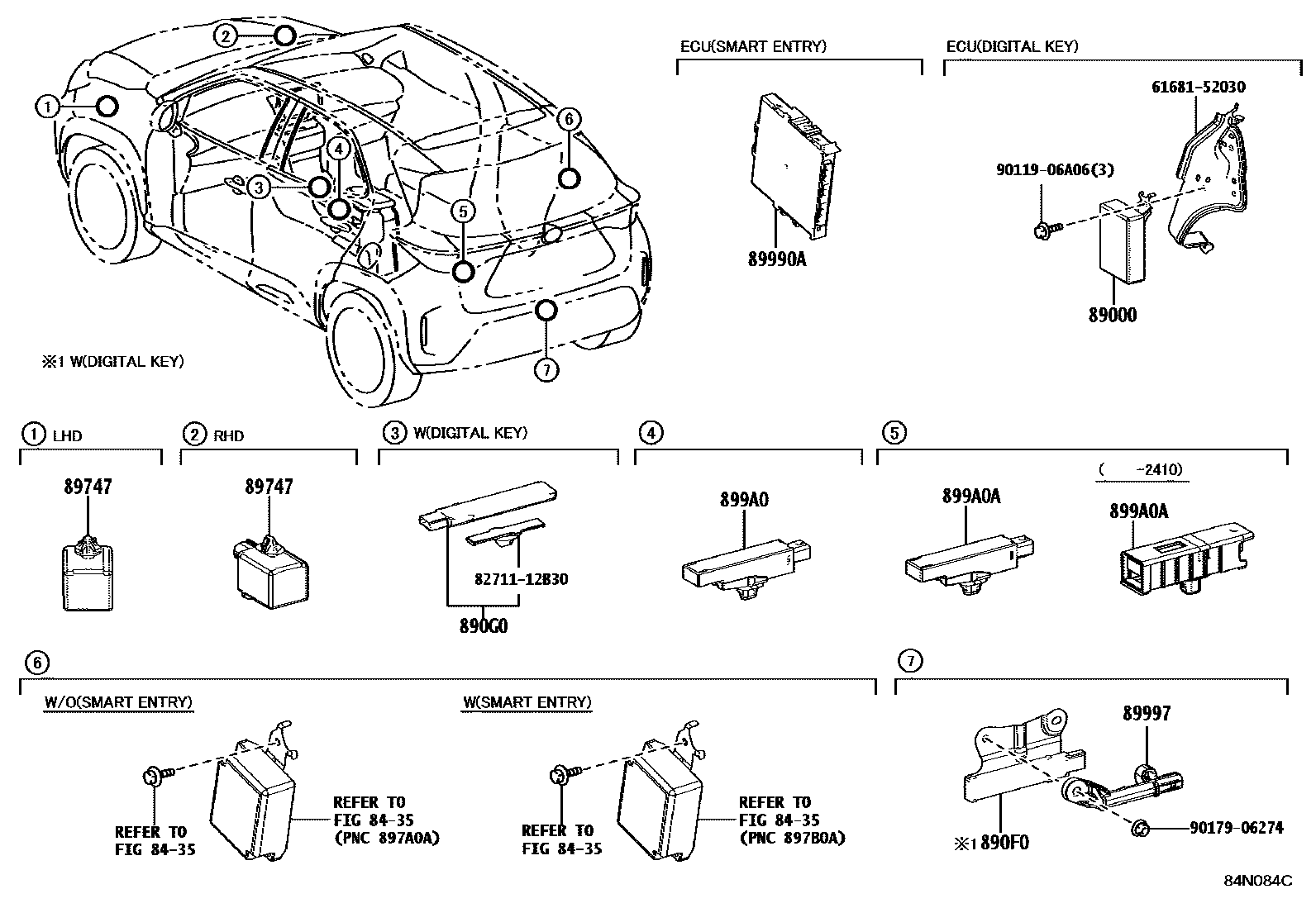 Toyota YARIS 遥控门锁 EPC diagram — 84N084C