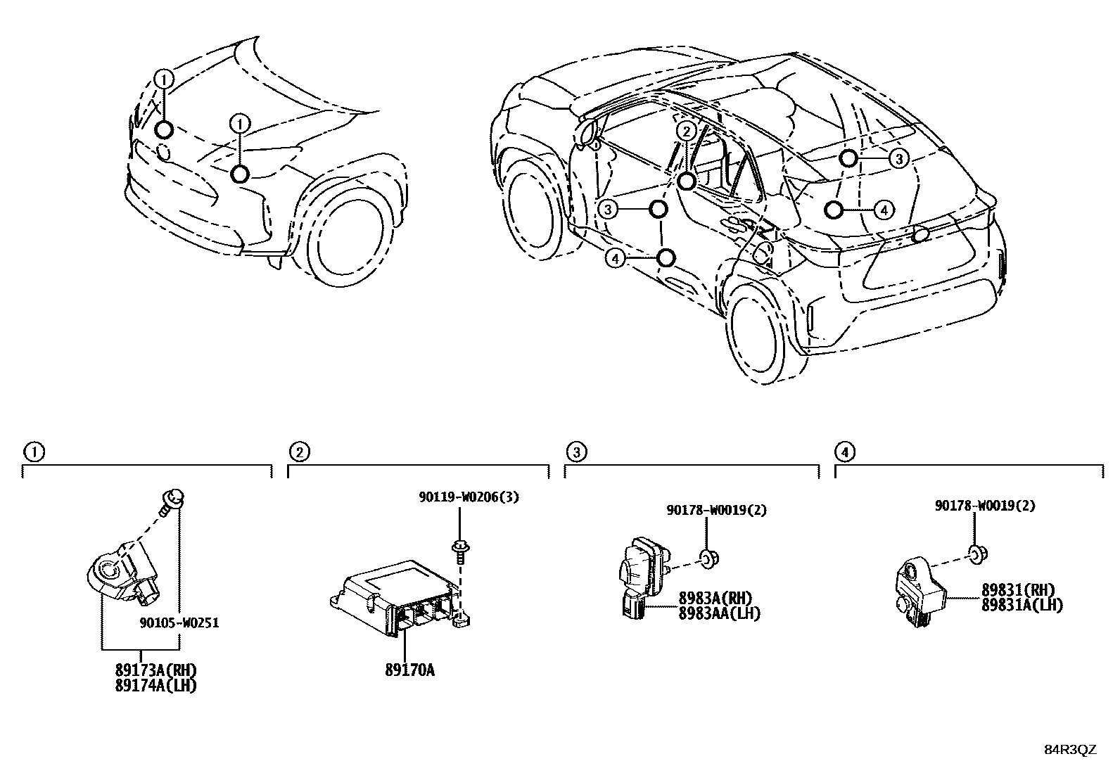 Toyota YARIS 空气囊 EPC diagram — 84R3QZ