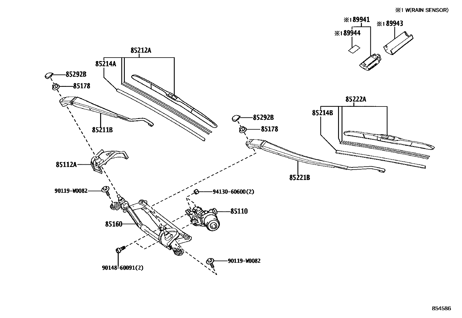Toyota YARIS 挡风玻璃刮水器 EPC diagram — 854586