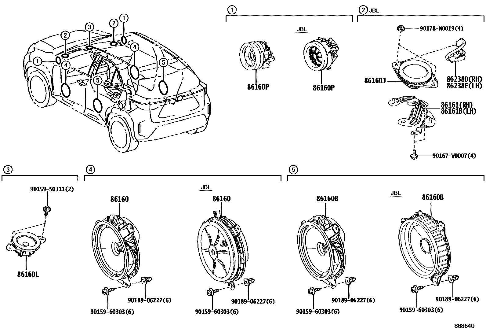 Toyota YARIS 扬声器 EPC diagram — 868640