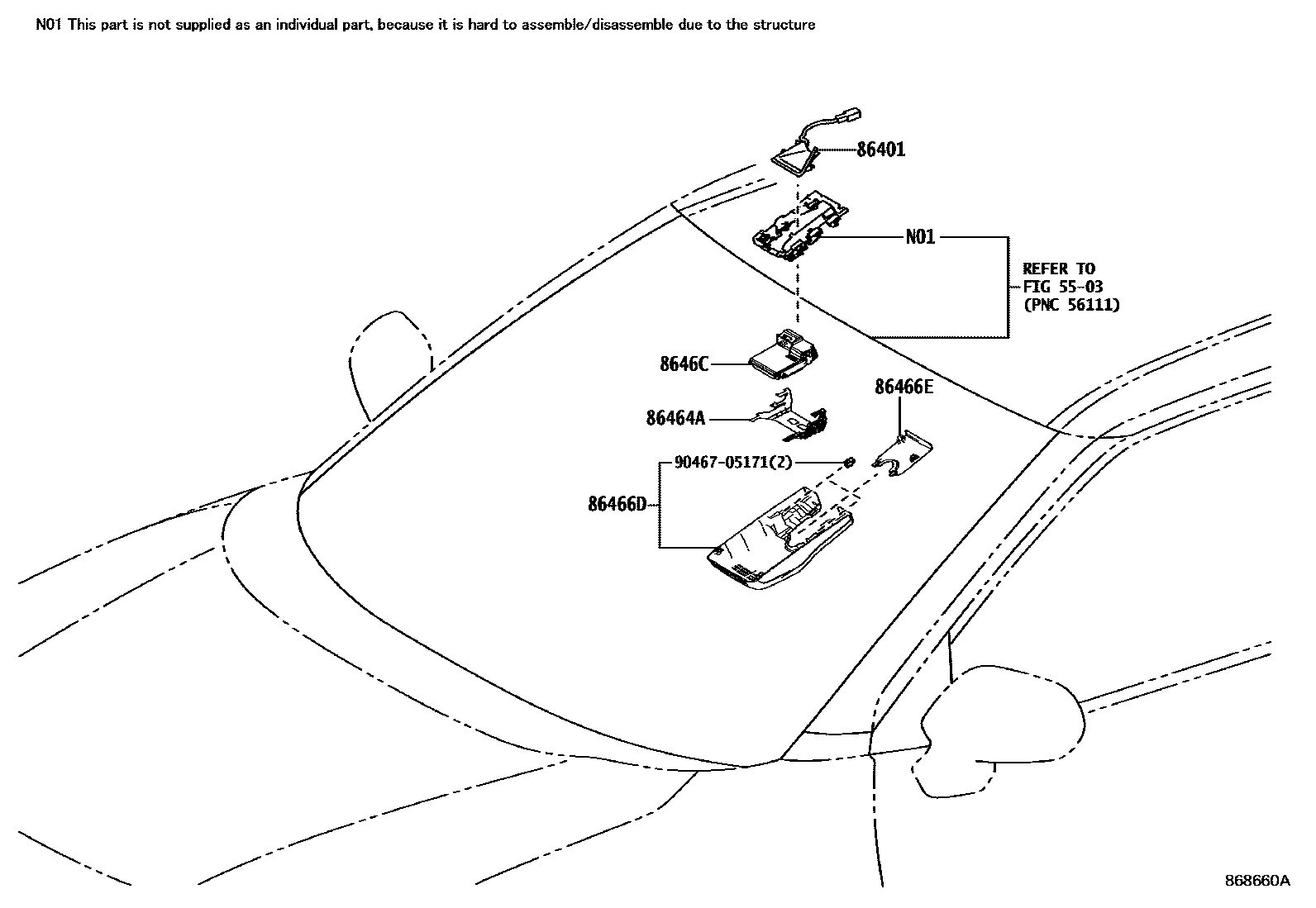 Toyota YARIS 预碰撞安全系统 EPC diagram — 868660A