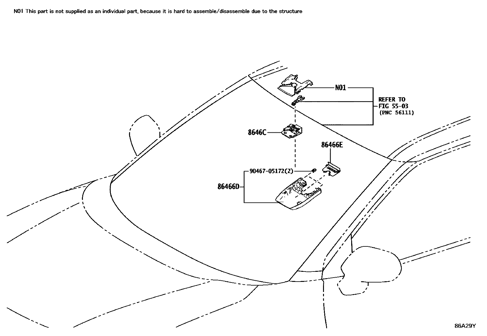 Toyota YARIS 预碰撞安全系统 EPC diagram — 86A29Y