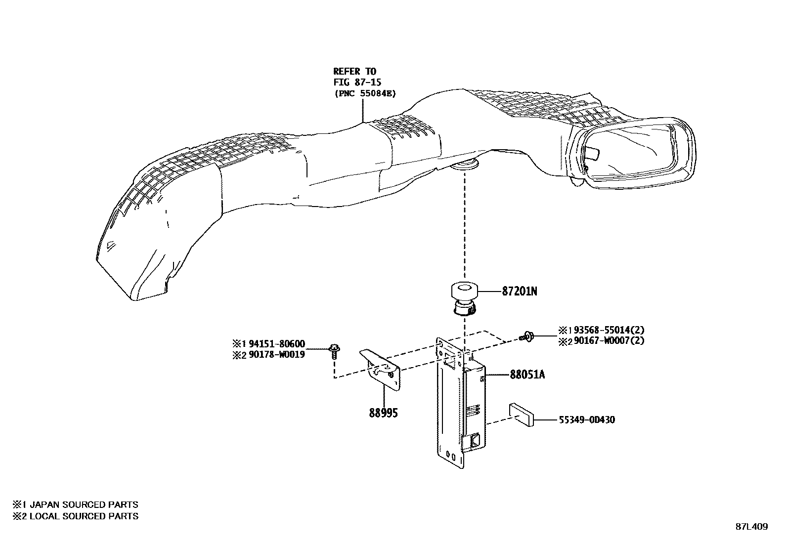 Toyota YARIS 空气净化器或离子发生器 EPC diagram — 87L409