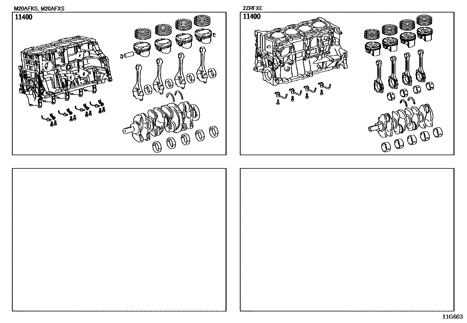 Toyota COROLLA Short Block Assembly EPC diagram — 11G603
