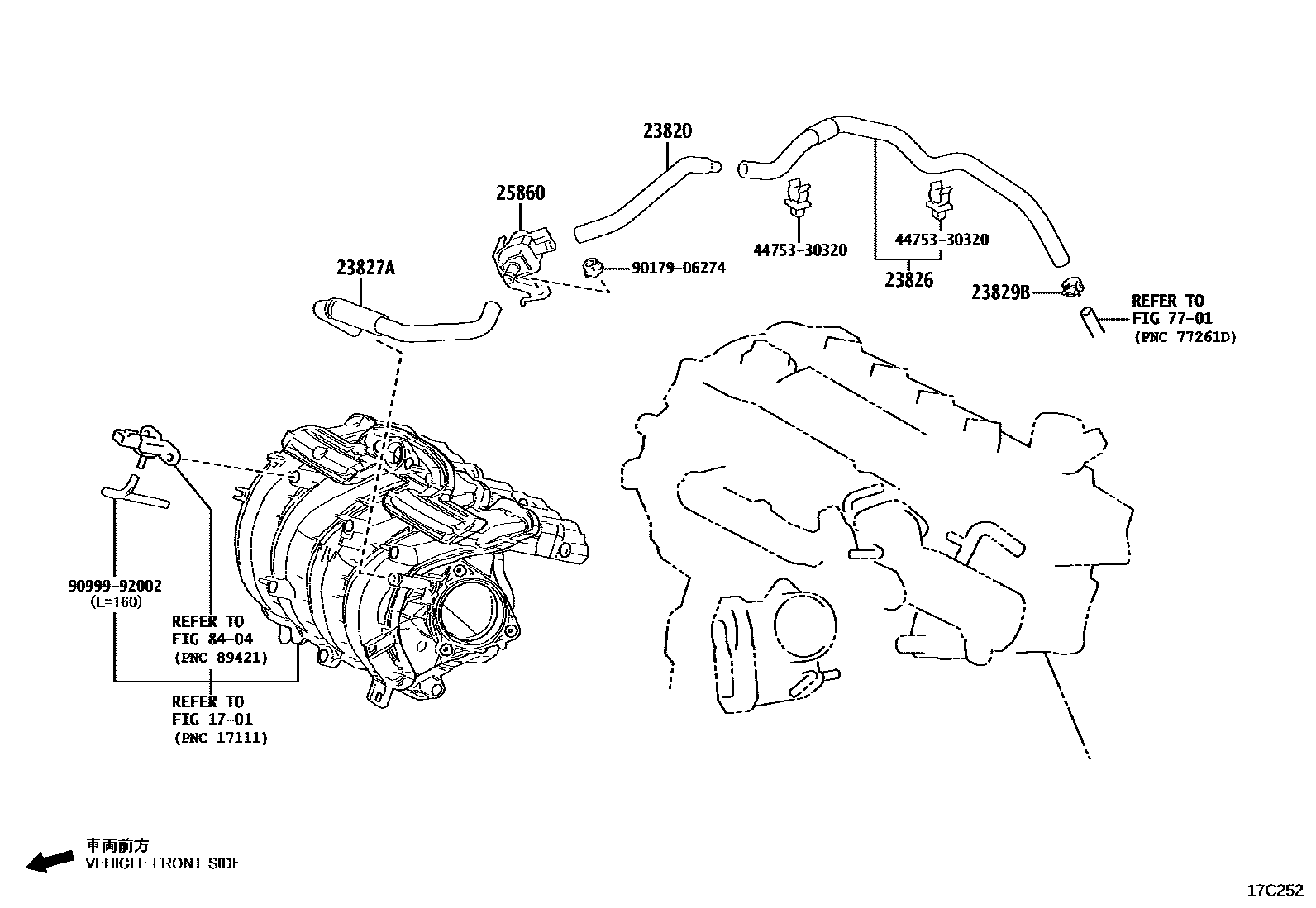 Toyota COROLLA vacuum tube EPC diagram — 17C252