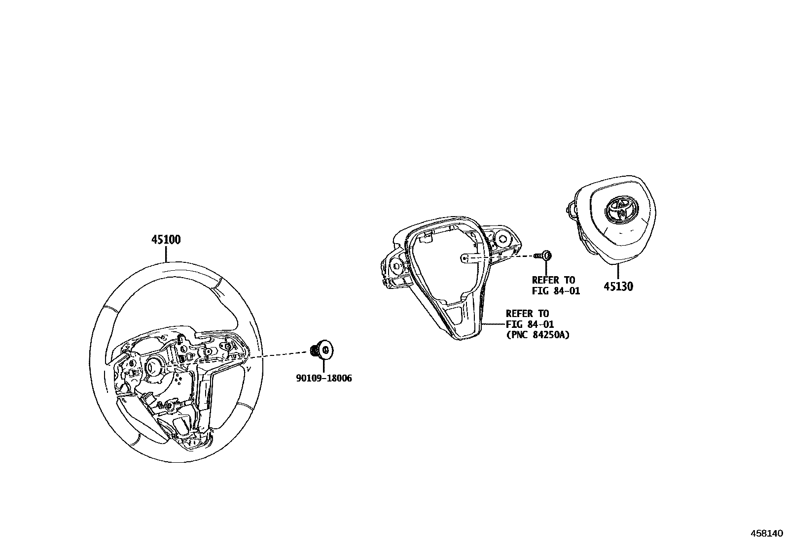 Toyota COROLLA Steering Wheel EPC diagram — 458140