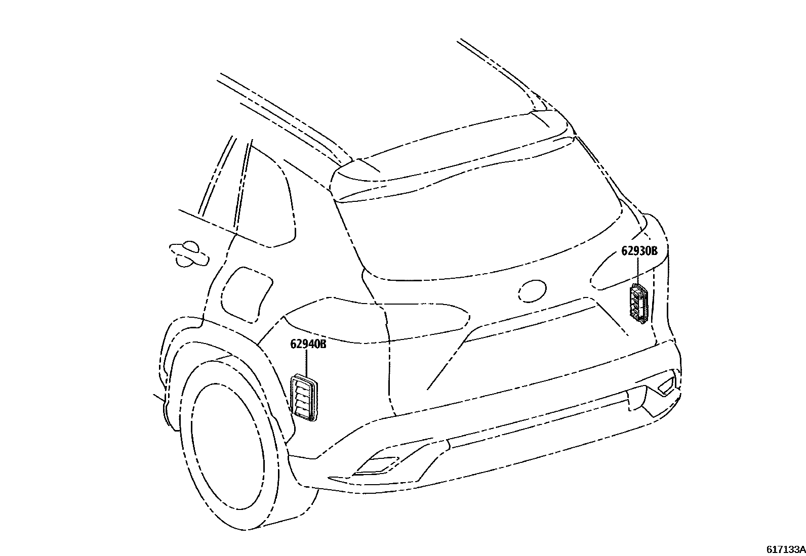 Toyota COROLLA 车侧通风装置 EPC diagram — 617133A