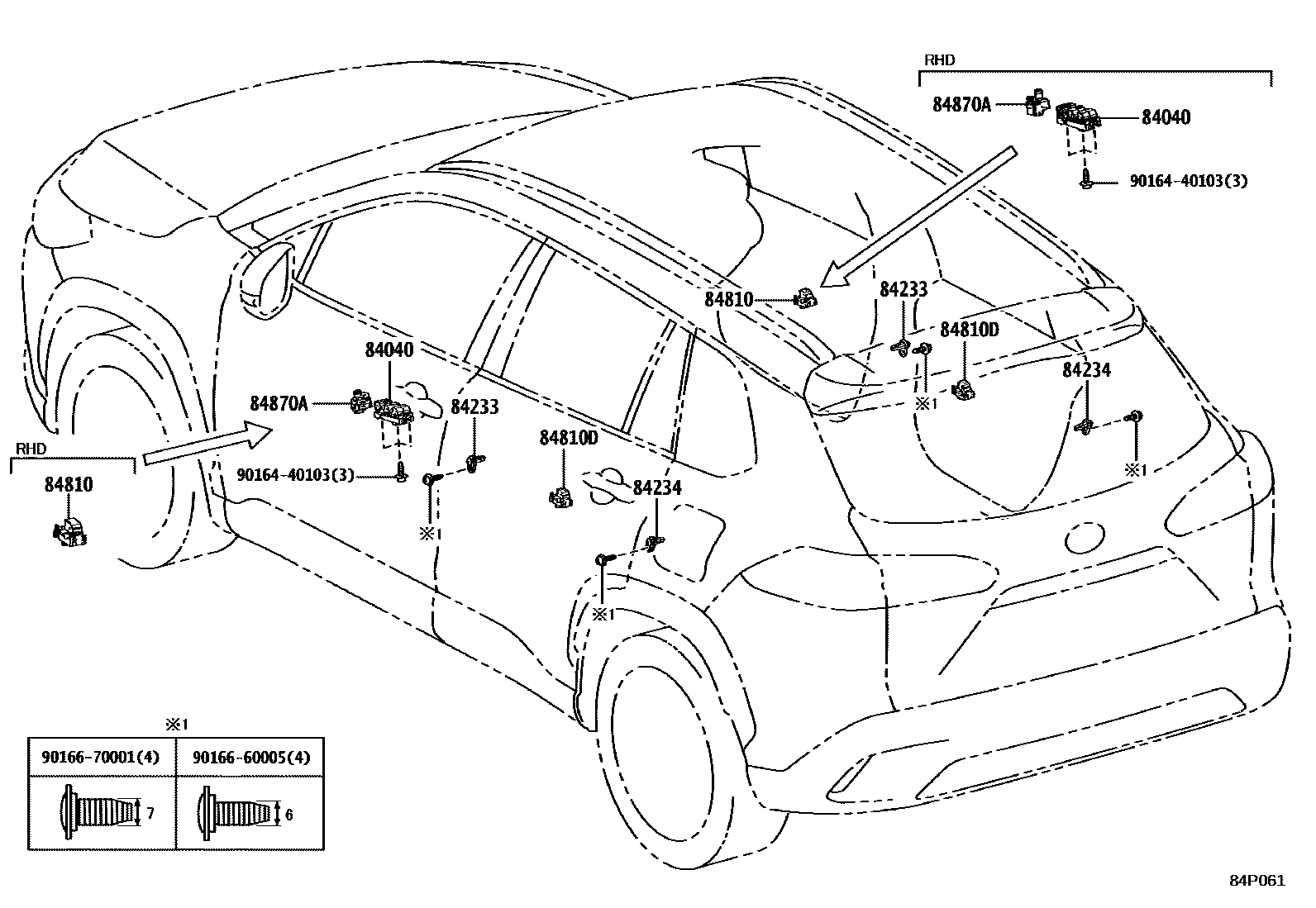 Toyota COROLLA 开关和继电器和ECU EPC diagram — 84P061