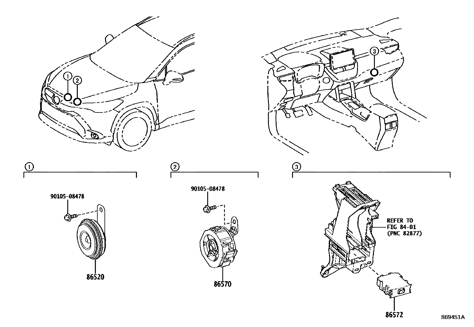 Toyota COROLLA 喇叭 EPC diagram — 869451A