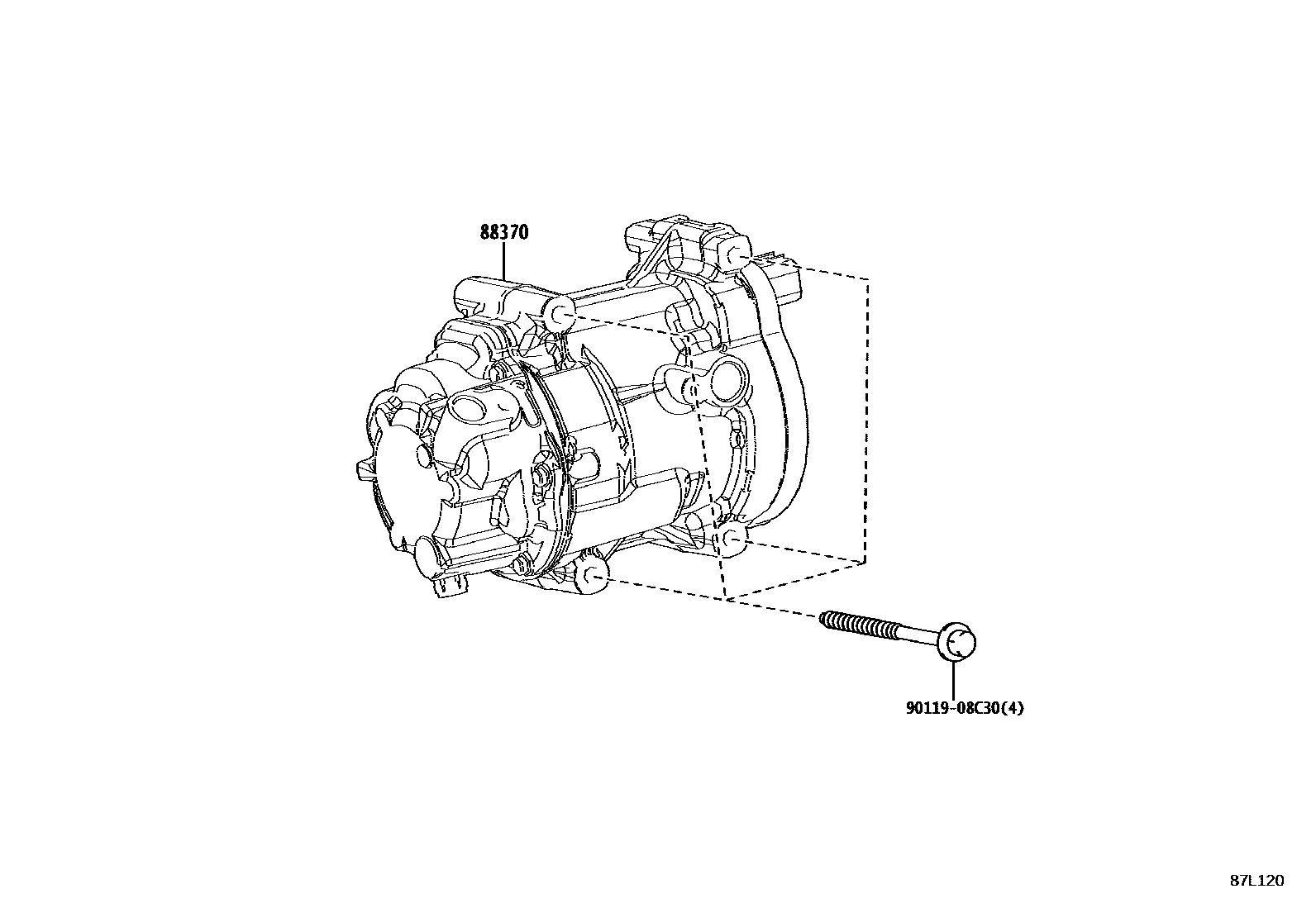 Toyota COROLLA Heating & Air Conditioning - Compressor EPC diagram — 87L120