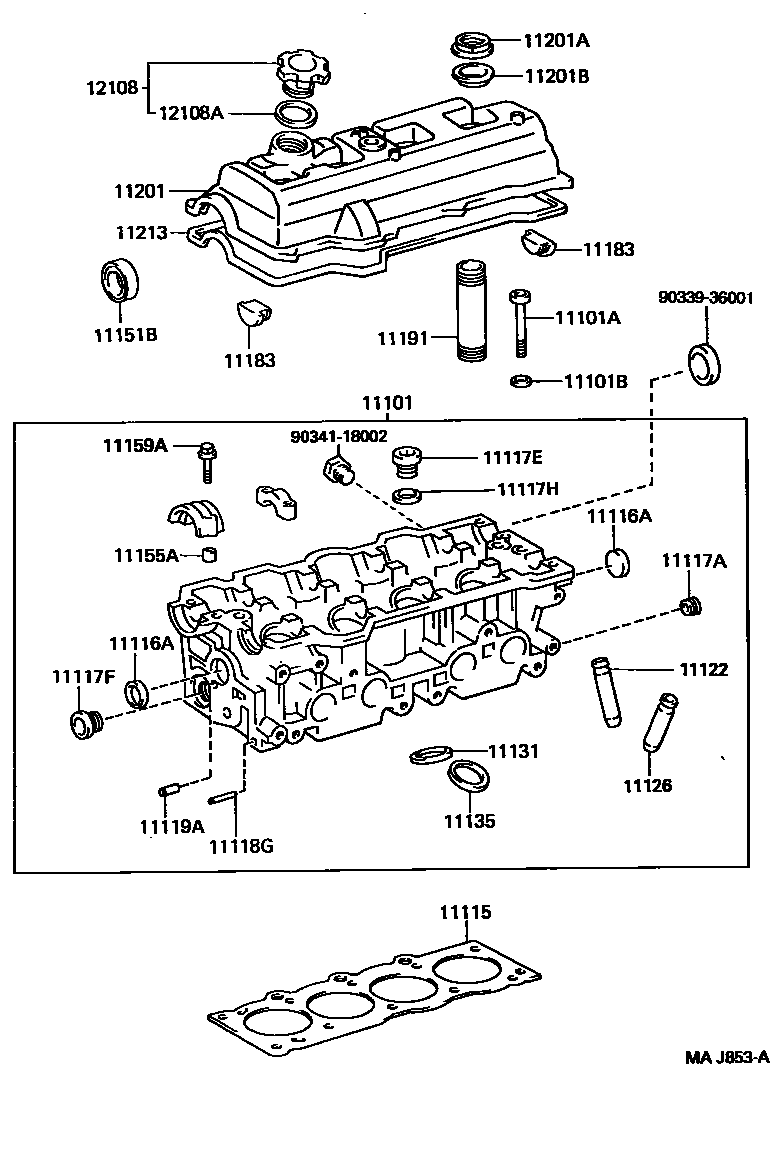 Toyota RAV4 Cylinder Head EPC diagram — MAJ853A