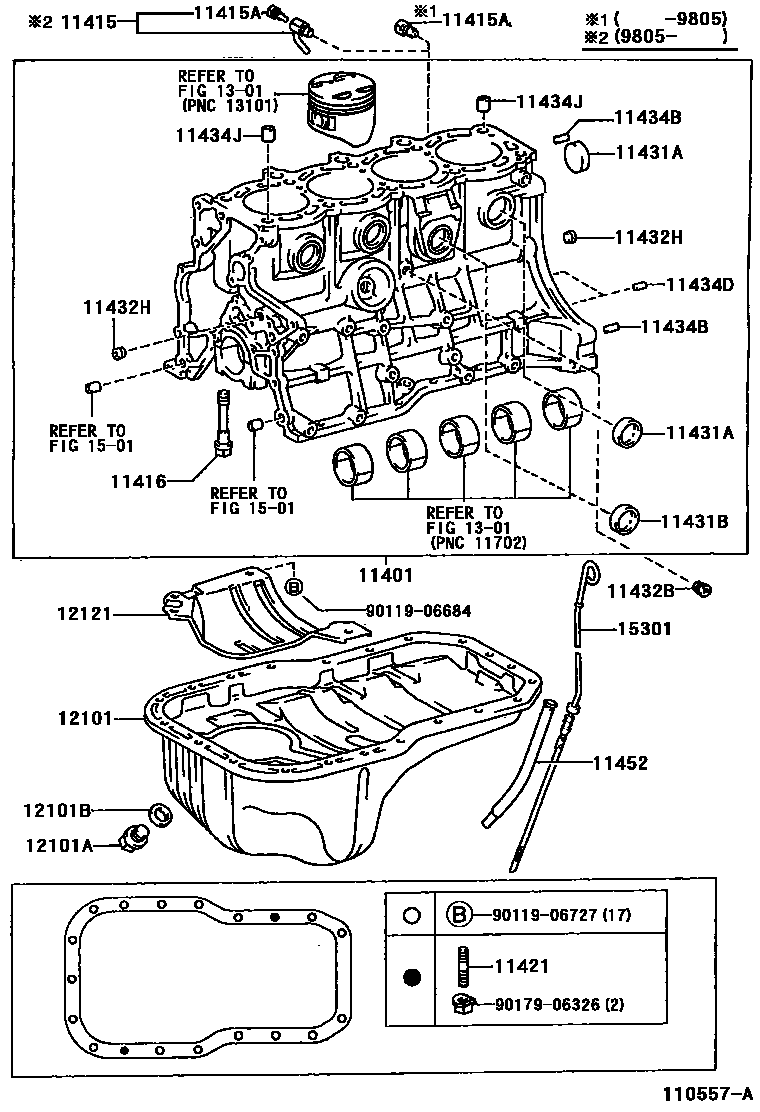 Toyota RAV4 Cylinder Block EPC diagram — 110557A