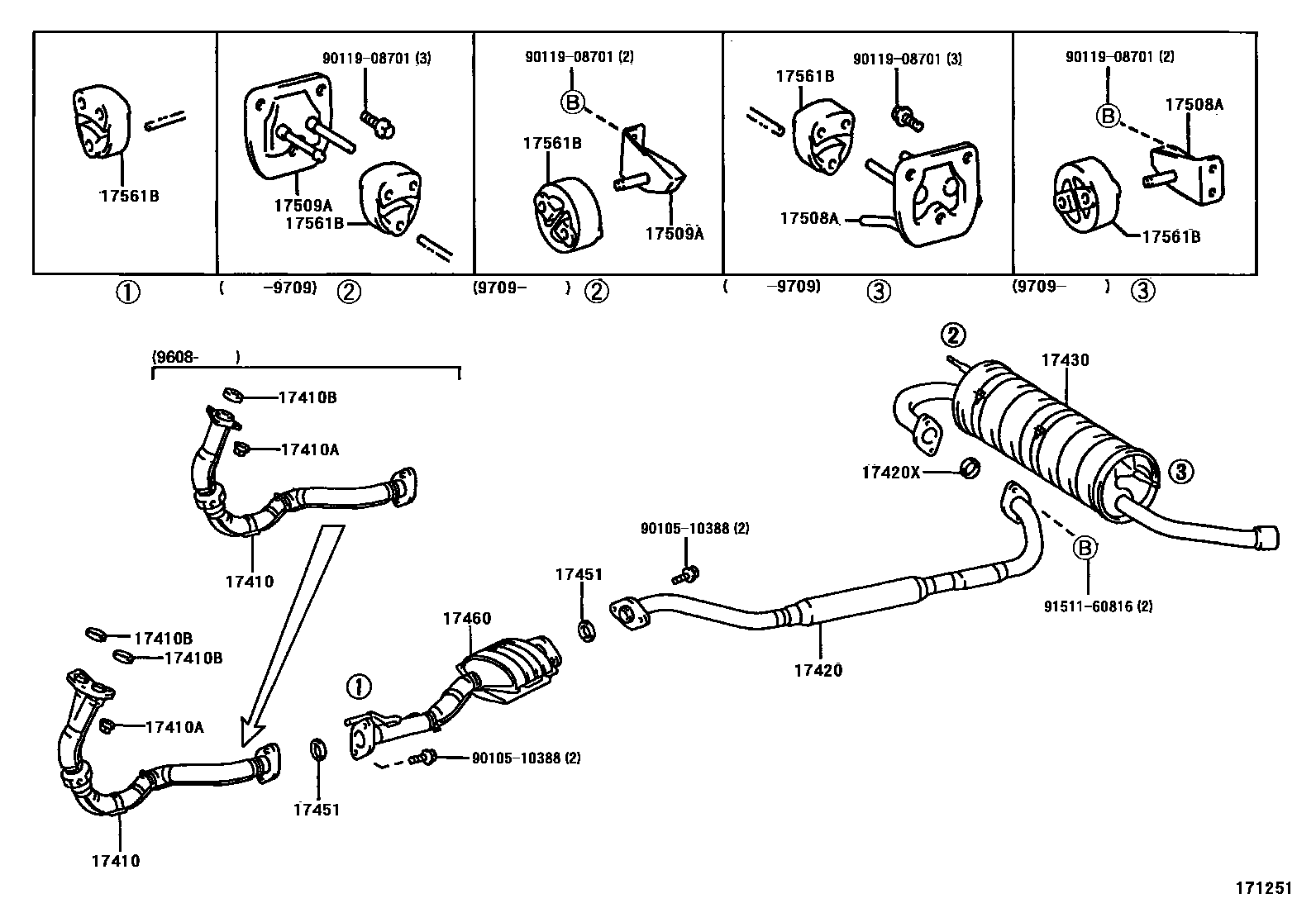 Toyota RAV4 Exhaust Pipe EPC diagram — 171251