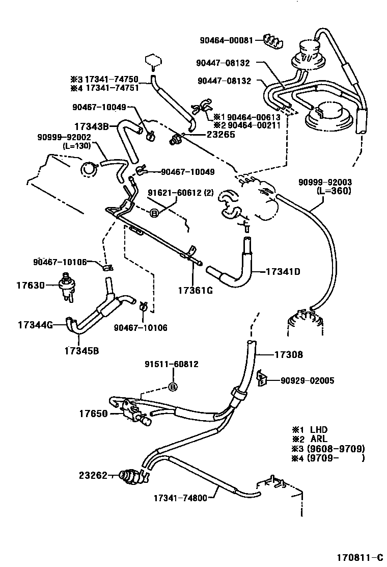 Toyota RAV4 vacuum tube EPC diagram — 170811C