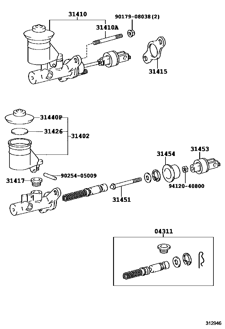 Toyota RAV4 离合器总泵 EPC diagram — 312946