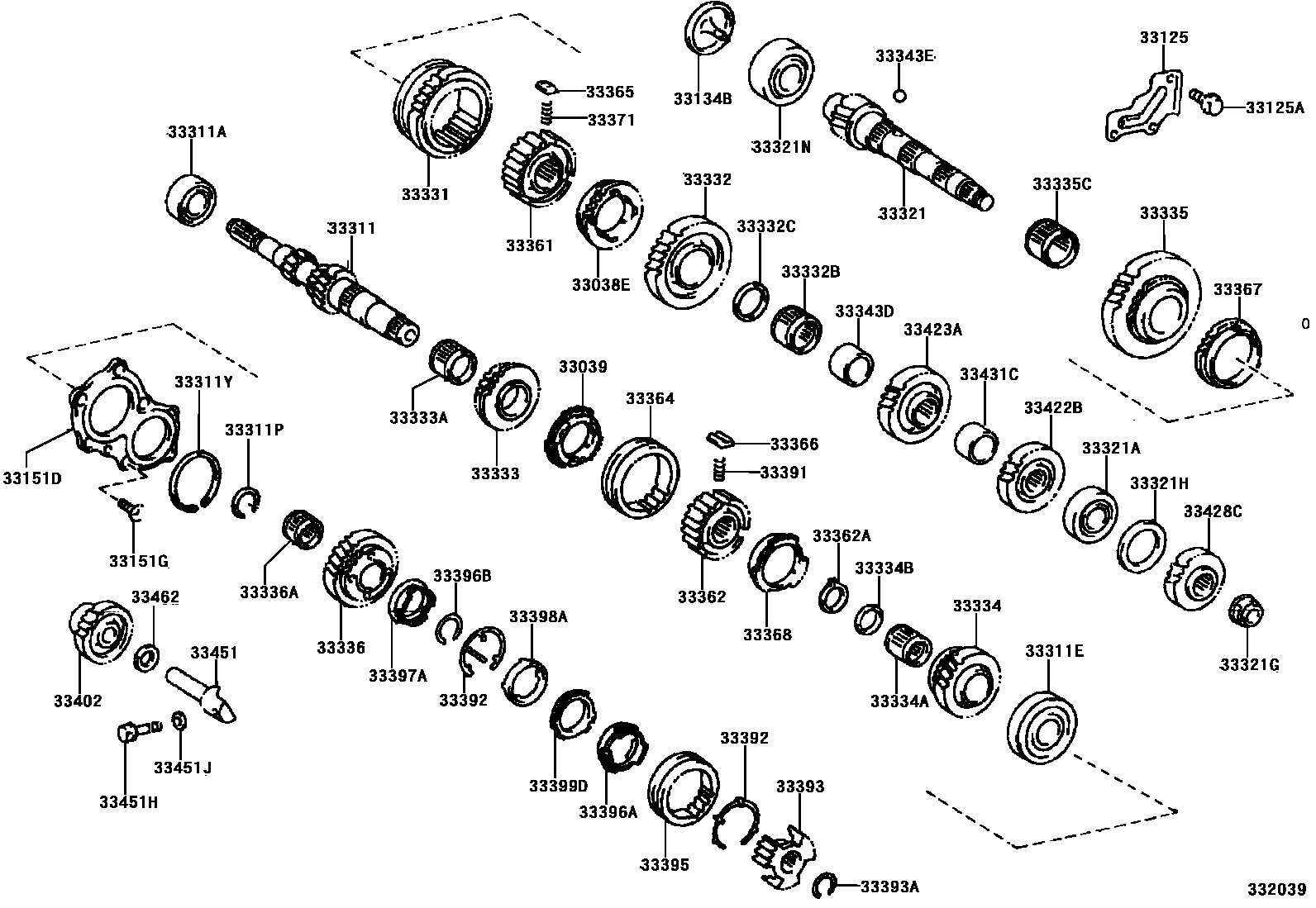 Toyota RAV4 变速器齿轮(MTM) EPC diagram — 332039