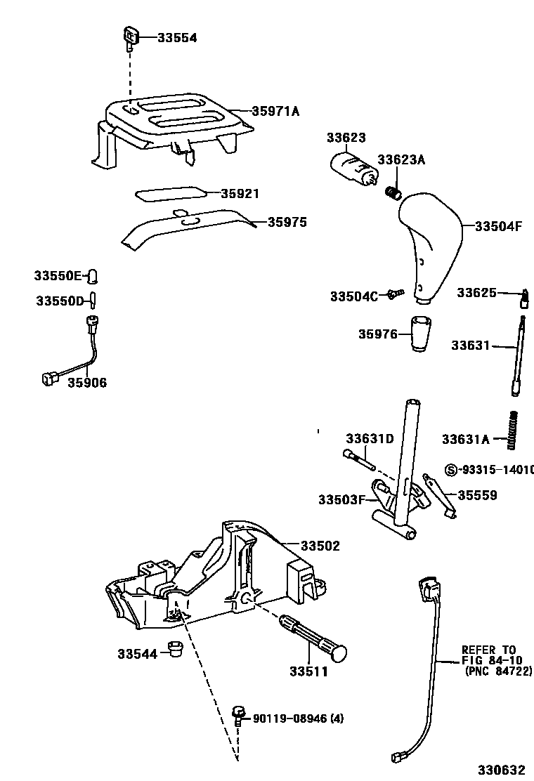 Toyota RAV4 Shift Lever & Retainer EPC diagram — 330632
