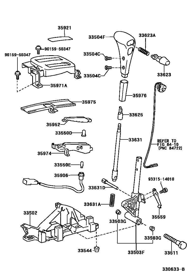 Toyota RAV4 Shift Lever & Retainer EPC diagram — 330633B