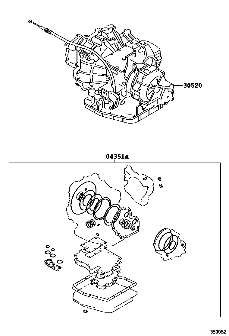 Toyota RAV4 传动桥或变速器总成和衬垫组件(ATM) EPC diagram — 359062