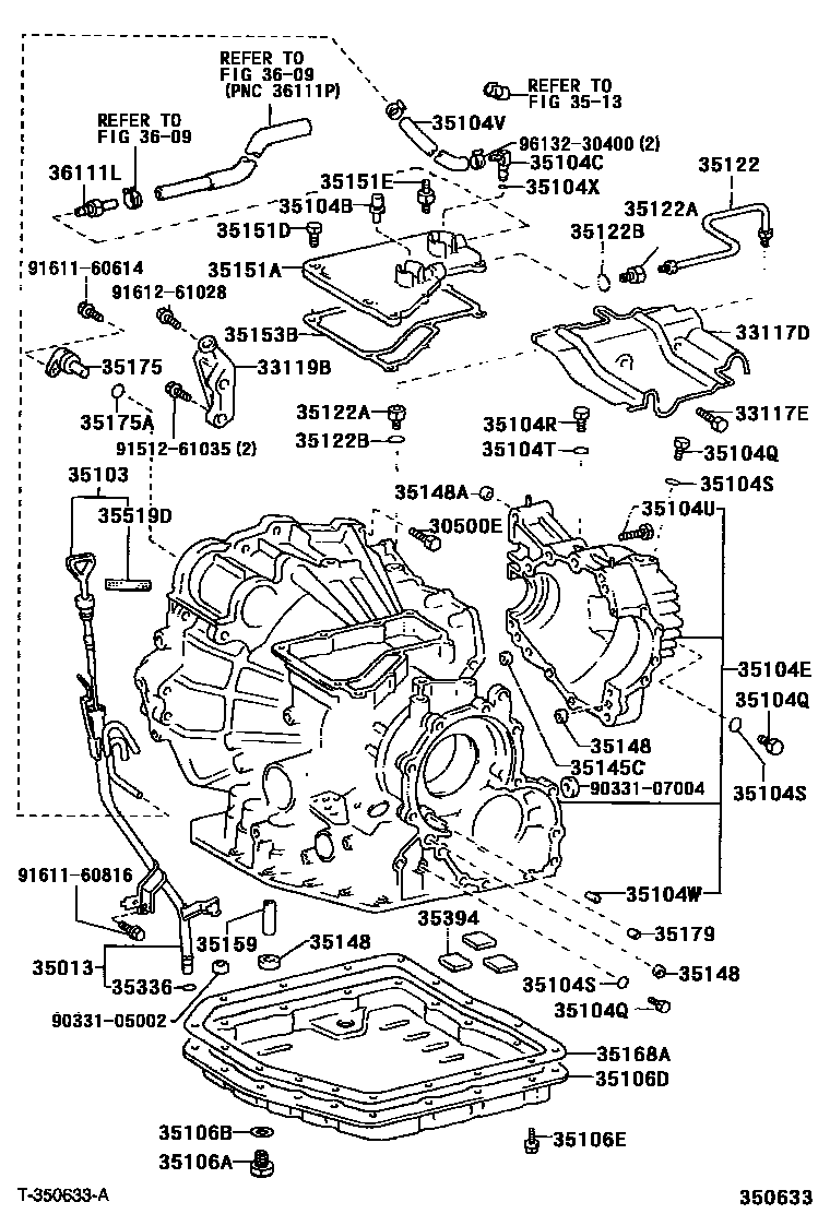 Toyota RAV4 变速器壳和油底壳(ATM) EPC diagram — 350633