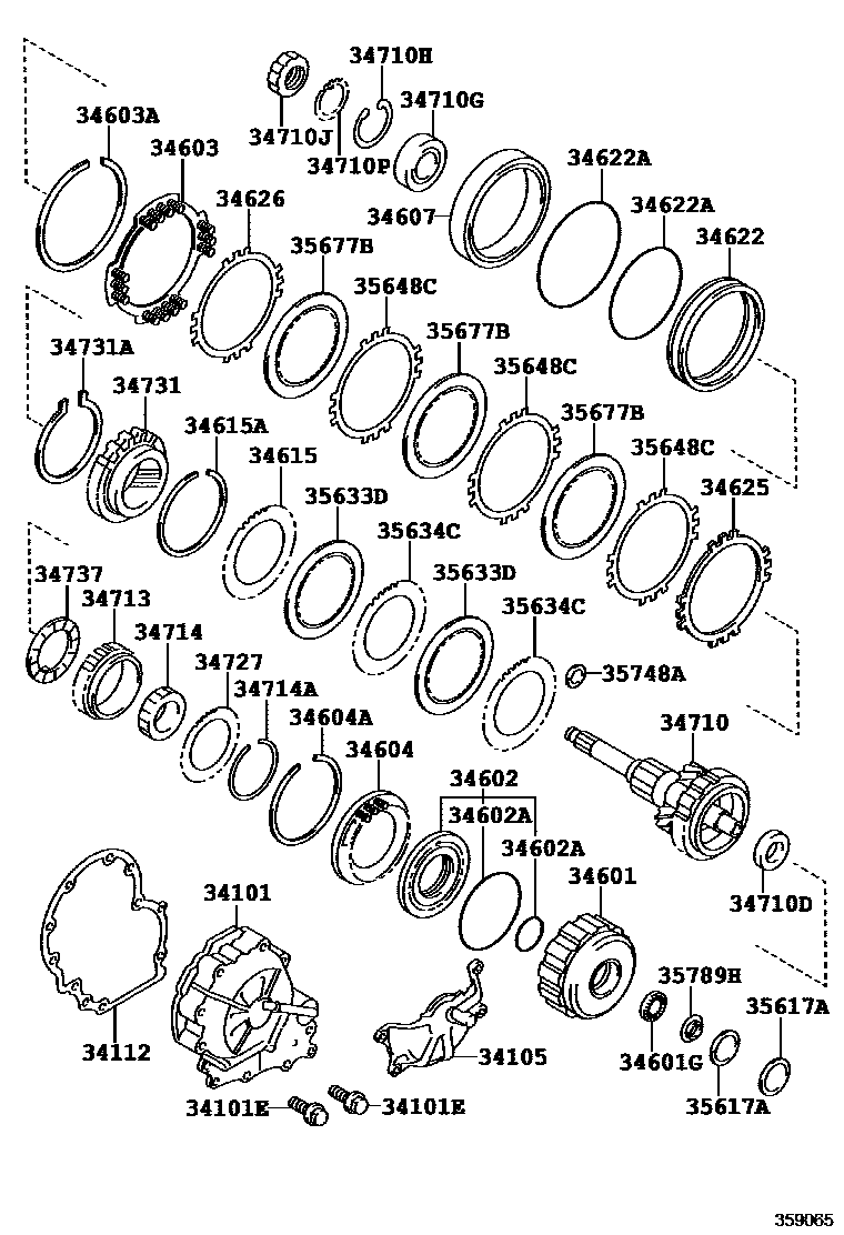 Toyota RAV4 超速档齿轮(ATM) EPC diagram — 359065