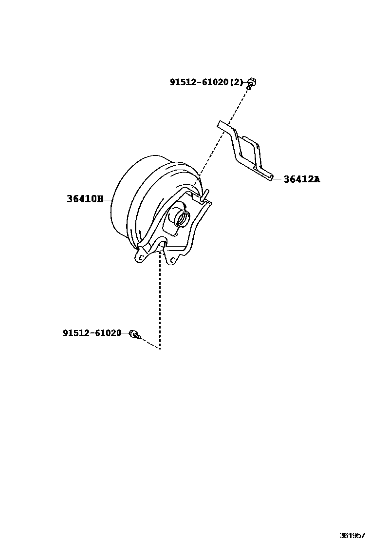 Toyota RAV4 膜片缸和分动器真空执行器 EPC diagram — 361957