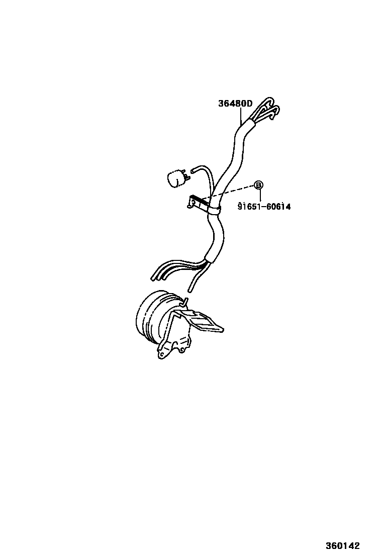 Toyota RAV4 分动器真空管 EPC diagram — 360142
