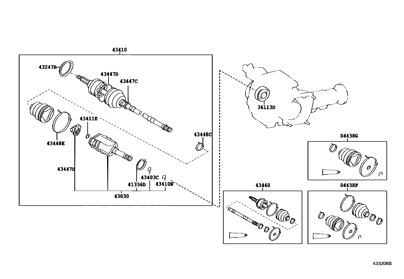 Toyota RAV4 Front Drive Shaft EPC diagram — 433208B