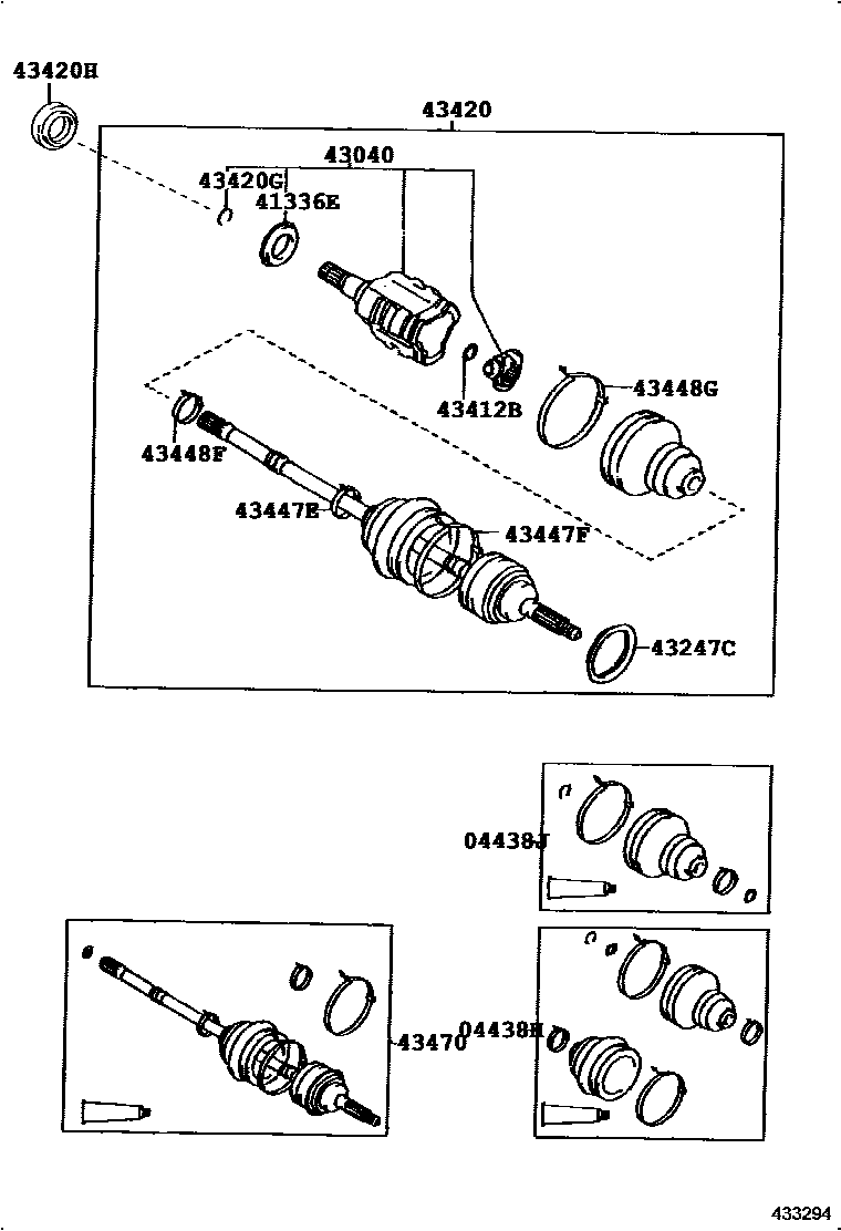 Toyota RAV4 Front Drive Shaft EPC diagram — 433294