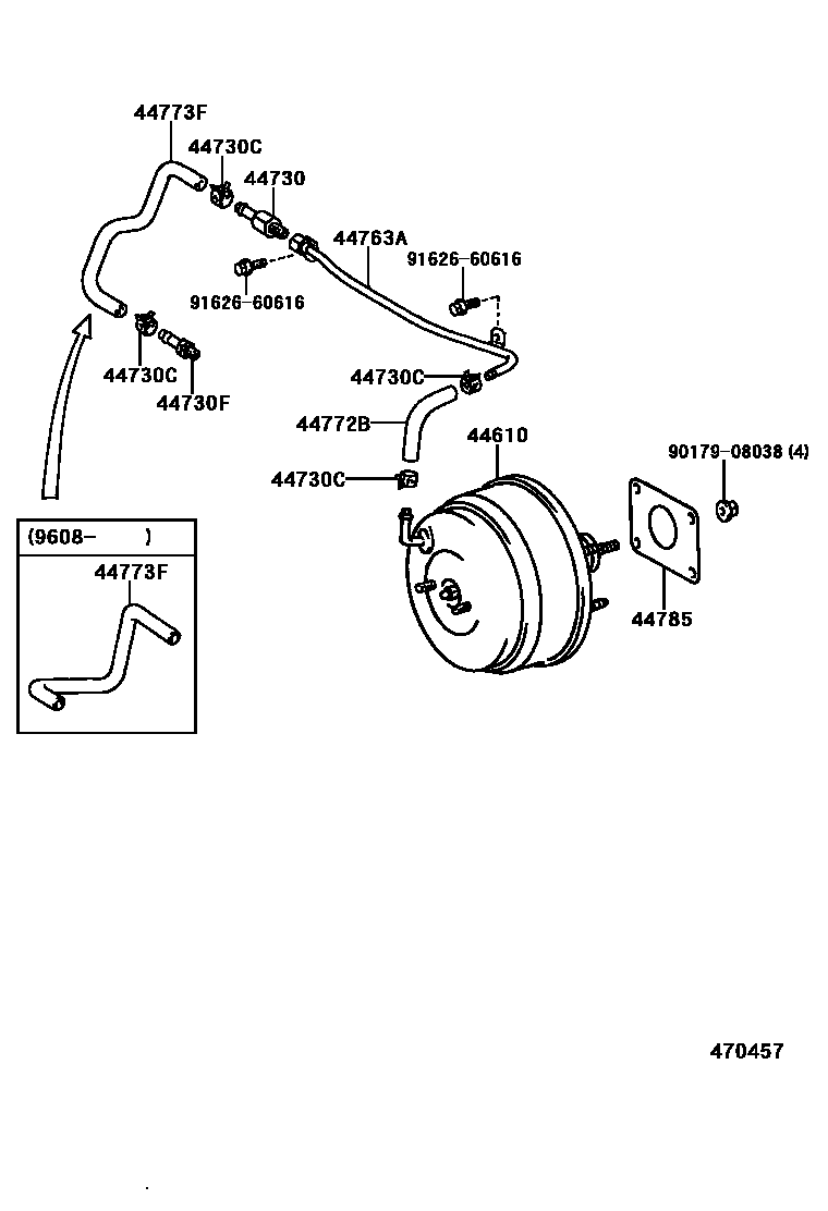 Toyota RAV4 制动助力器和真空管 EPC diagram — 470457