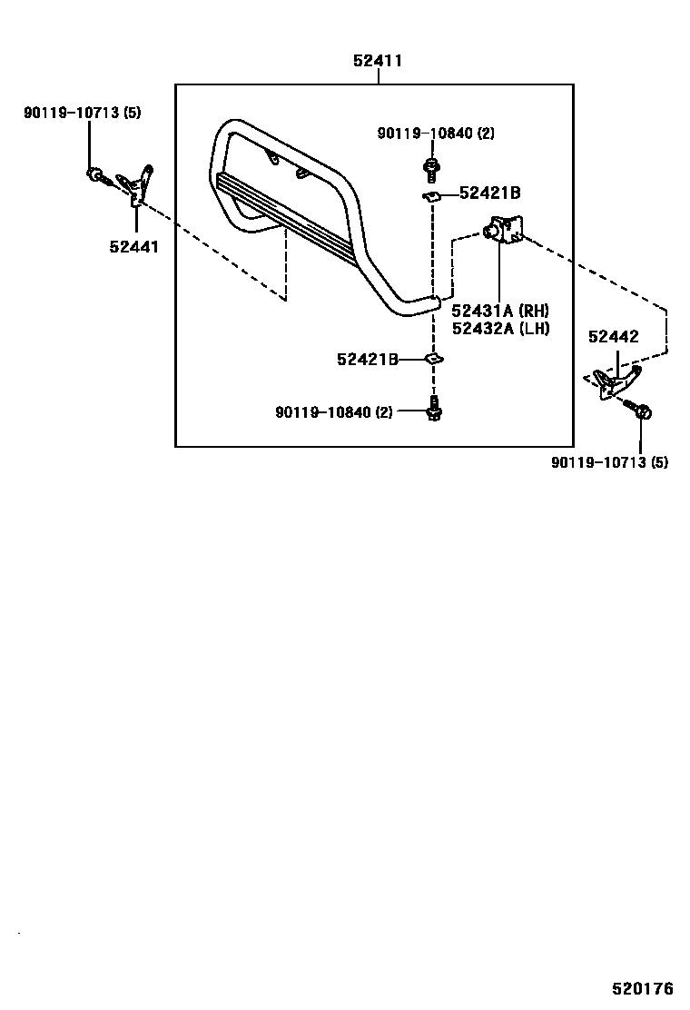 Toyota RAV4 前保险杠及附件 EPC diagram — 520176