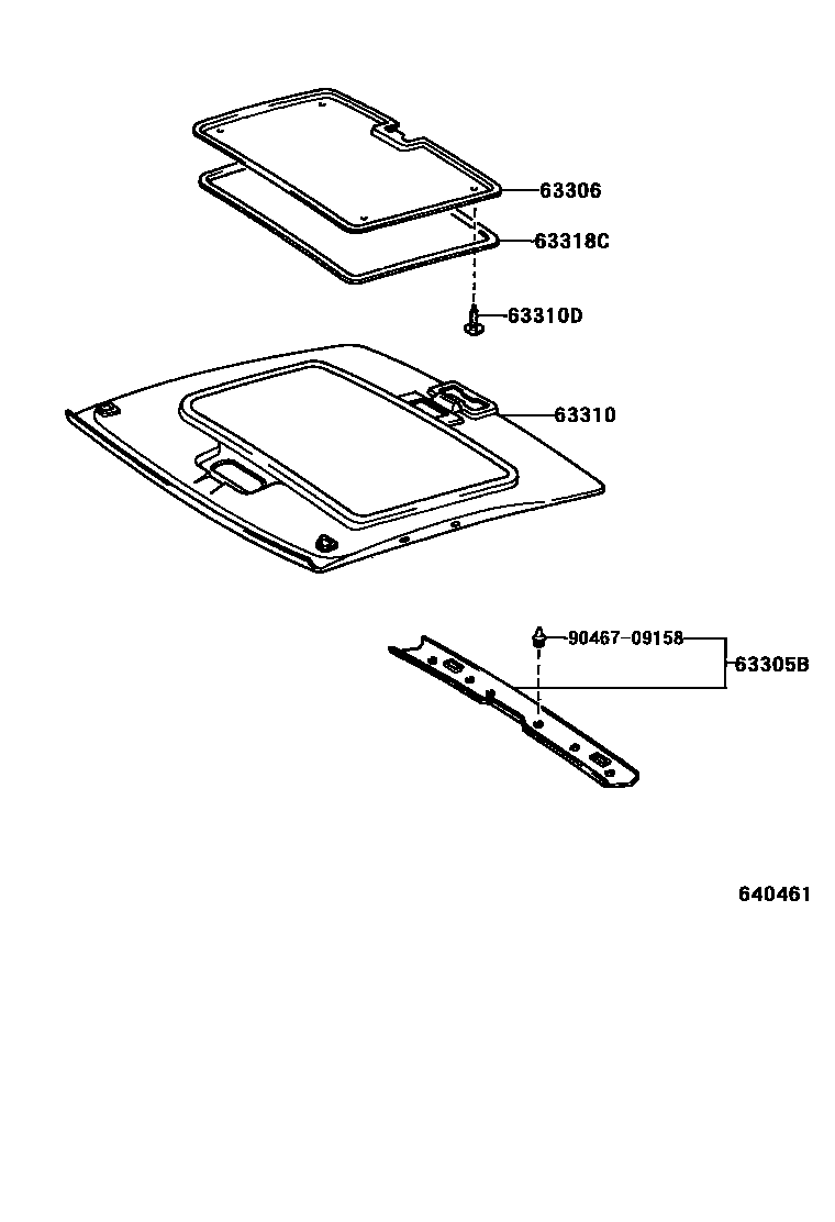 Toyota RAV4 车顶内衬和消声垫 EPC diagram — 640461