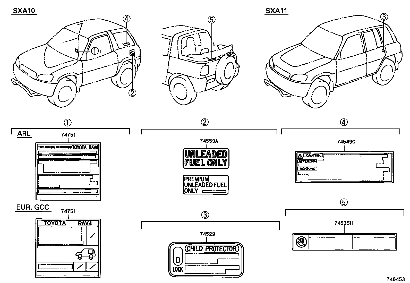 Toyota RAV4 warning nameplate EPC diagram — 740453