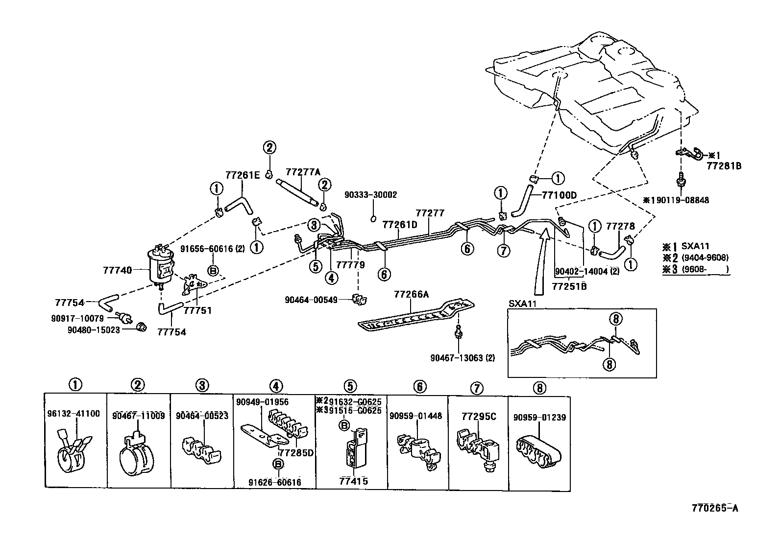 Toyota RAV4 燃油箱和燃油管 EPC diagram — 770265A