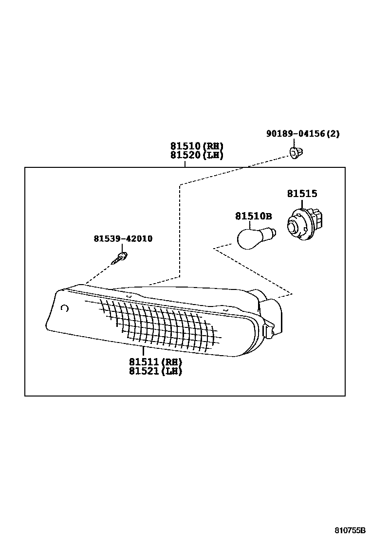 Toyota RAV4 前转向灯 EPC diagram — 810755B